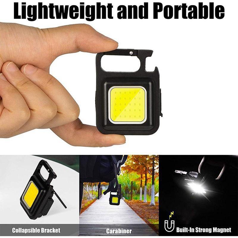 Mini LED Working Light Portable Pocket Flashlight USB Rechargeable Key Light Lantern Camping Outside Hiking COB Lantern