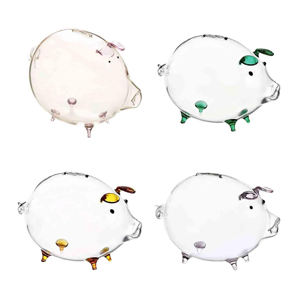 18 X 12 Cm Glass Piggy Bank, Children's , Charming Transparent Bedroom Table Decoration,