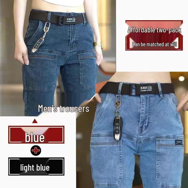 Herren Slim Fit Stretch Multi-Pocket Jeans - Straight Leg, Verschleißfeste Freizeithose für Frühling & Herbst