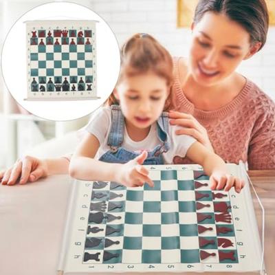 Portable Foldable Chess Demonstration Board Set with 32 Slotted Chess Pieces for Easy Learning and Practice In Schools Chess Cl