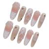 Cat Eyes Fake Nails with French Tip with Not Easy Break or Split Design for Hot Girl Dress Matching