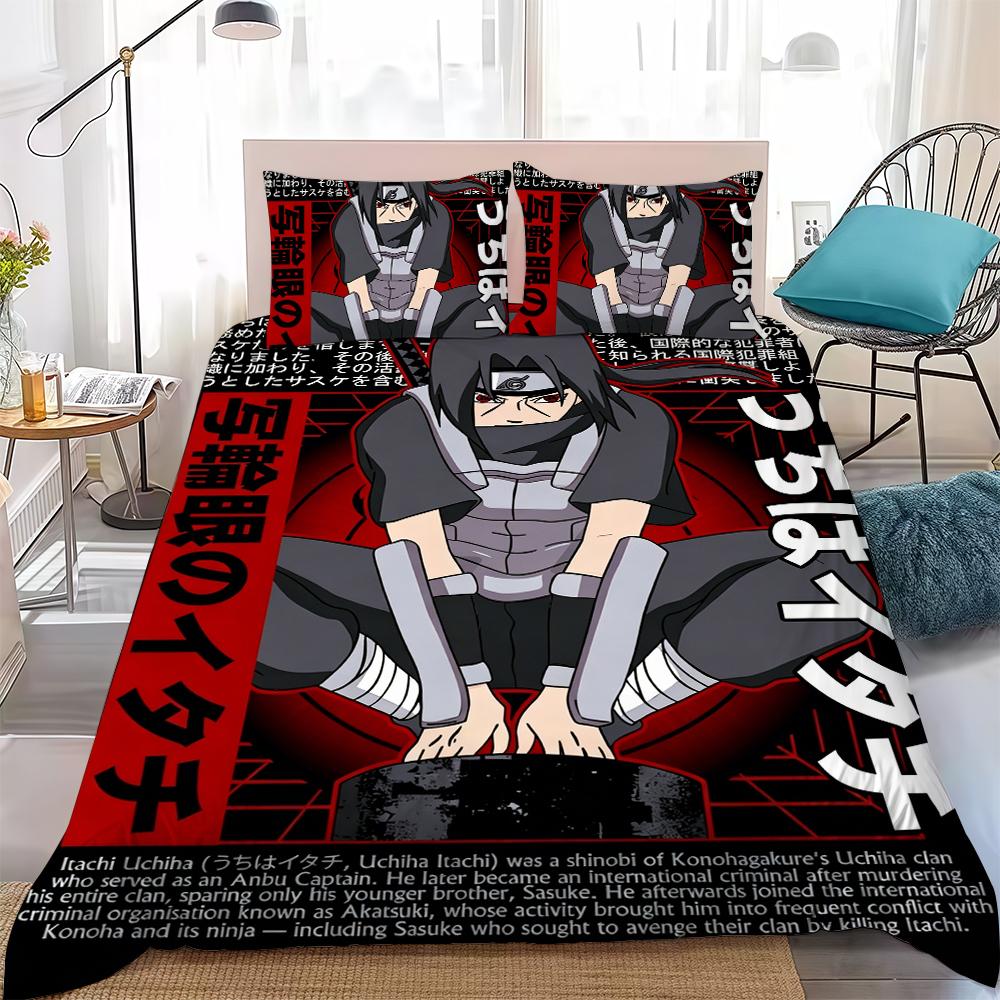 

I-Itachi Anime U-Uchiha Duvet Cover Set Home Style Bedding Soft Laundry Cotton Bed 3 Piece Set Student Dormitory Gift 135x200cm