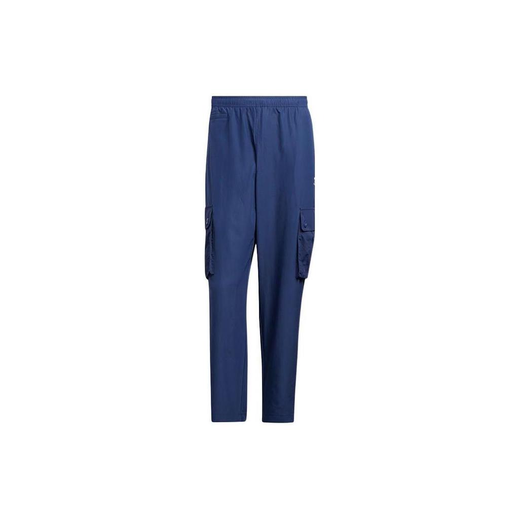 Adidas Originals Trefoil Solid Letter Logo Cargo Pocket Straight Casual Pants Men Bottoms Blue HM8005