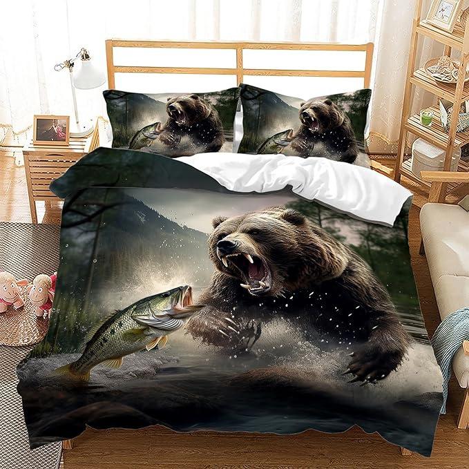 Three-Piece Bedding Home Textiles Animal Digital Printing Quilt Cover Sheet Kit