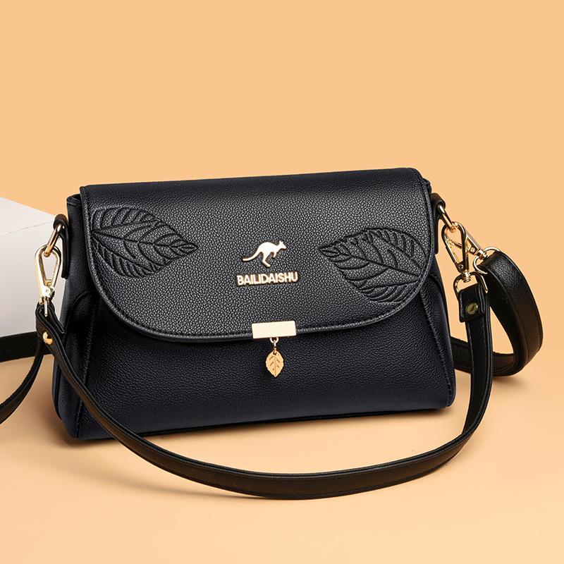 Women's Bag Fashion Soft Leather Embossed Shoulder Bag Middle-aged Women Crossbody Bag Trend Women's Bag