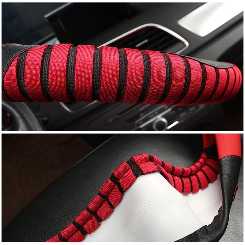 DERMAY D-förmiger Auto-Lenkradbezug aus Leder + Eisseide für Volkswagen VW Passat 2016 2017 2018, Autozubehör