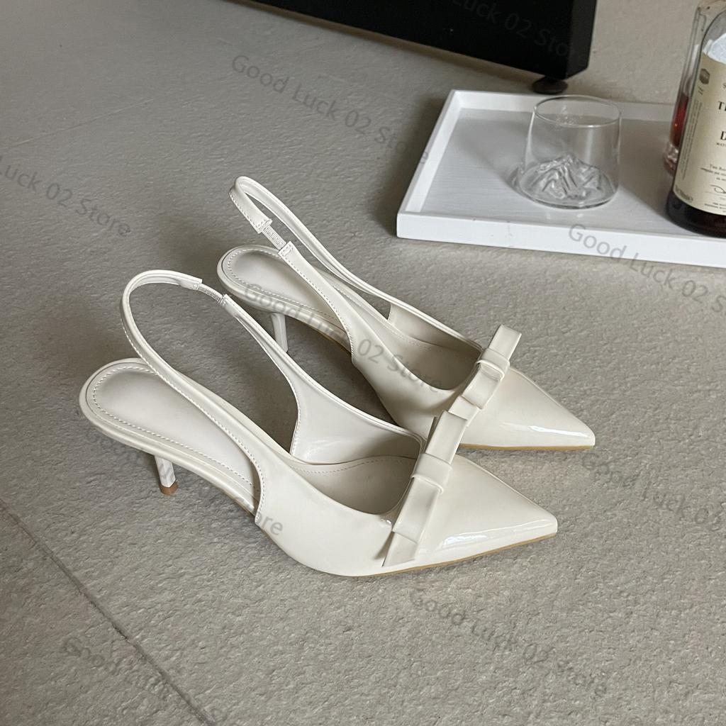 Fashion 2025 Sexy Ladies Pumps Fashion Pointed Toe Bow Patent Leather Summer Sandals Women Prom Party Shoes Plus Size 35-42