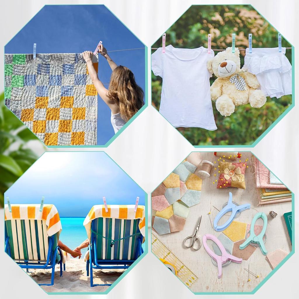 Yousoontic 12 Pcs Sew Jumbo Quilting Clamps Beach Towel Clips Blanket Clothes Pin Plastic Quilt Clamps Extra Large Clips for Sewing Crafting Fabric