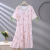 Spot new women's cotton silk spring, summer and autumn thin loose cake nightgown simple and comfortable loungewear
