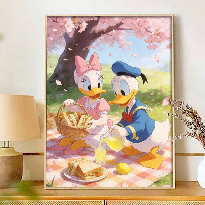 Disney Donald Duck Daisy Picnic Diamond Painting Art Kit Handmade DIY5D Home Decor Gift