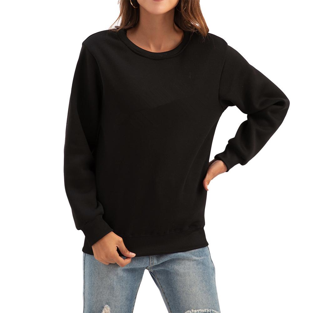 2023 Unisex Autumn/Winter Thick Velvet Solid Color Loose Hoodie - Trendy Round Neck