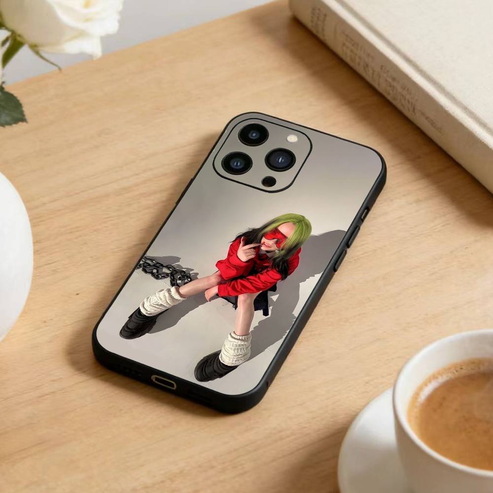 W-Singer Billie Eilish  Phone Case For iPhone 17 16 15 14 13 12 Max Plus Silicone Black Cover