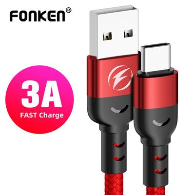 FONKEN USB-A To Type-C Charger Cable 3A Power Fast Charging Data Cord for Xiaomi Poco M3 X3 NFC F2 Mi 11 9 Samsung Huawei OPPO 0.5m/1m/2m
