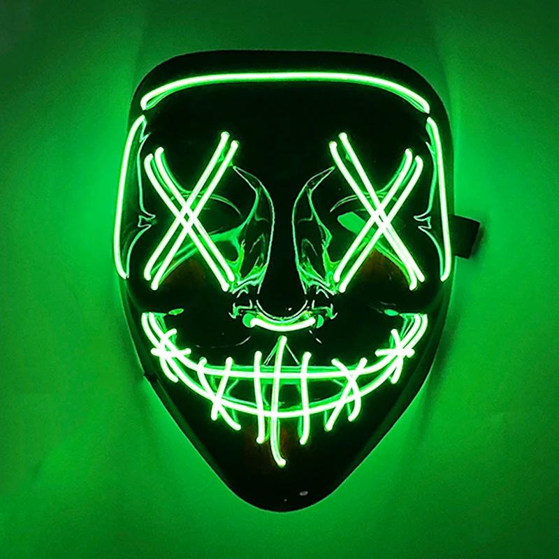 Wireless Scary Glowing Mask LED Luminous Purge Mask Halloween Carnival Light Up Cosplay Party Mask Festival Costume Supplies