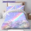 Galaxy Moon Pattern Bedding Quilt Set Quilt Cover Pillowcase Home Decoration Gift (1 * Duvet Cover + 2 * Pillowcase, Without Core)