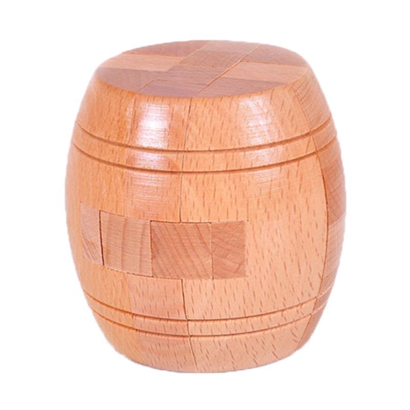 Kongming Lock Beech Wood Wine Barrel Puzzle Toy for Adults