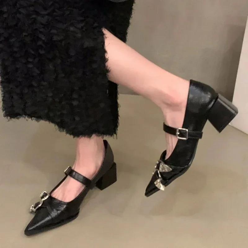 Мода 2024 Бренд Женская обувь Ремешок с пряжкой Женские туфли на высоком каблуке Модная — фото 3