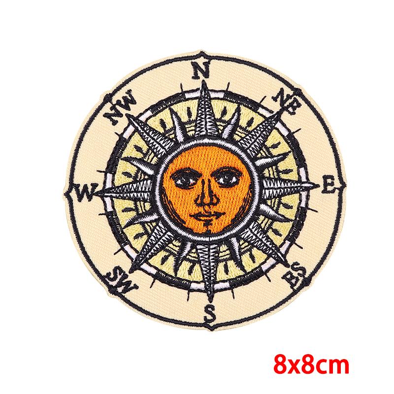 Sun Moon Embroidery Patch Iron On Patches For Clothing Sticker Cartoon Mushroom Applique Patches On Clothes Fusible/Sewing Badge