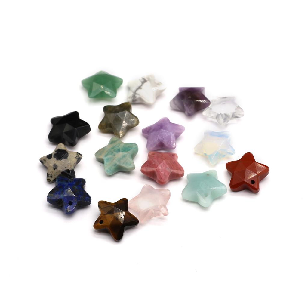 1 Stück, Boho-Reiki-Heilkristall-Anhänger, Pentagramm-Naturstein, Amethyst-Edelstein-Anhänger zur Schmuckherstellung, Zubehör, DIY-Weihnachtsgeschenke, 15 x 15 mm