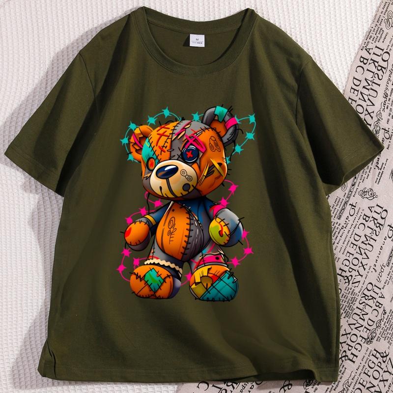 Tattered Teddy Bear T Shirt Printed Cotton Graphic T Shirts Cool Streetwear Men Women Tshirt Loose Round Neck Breathable Tops