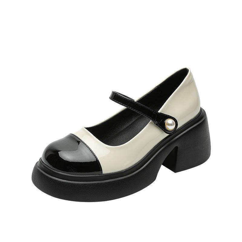 Retro Small Fragrance Style Thick Heel Mary Zhen Shoes for Women's Spring New Thick Sole Sponge Cake Sole Japanese Single Shoes