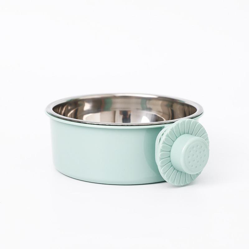 Prevent Spilling and Can Be Fixed for Hanging. Stainless Steel Drinking Bowl for Dog Cage and Pet Bowl in One.