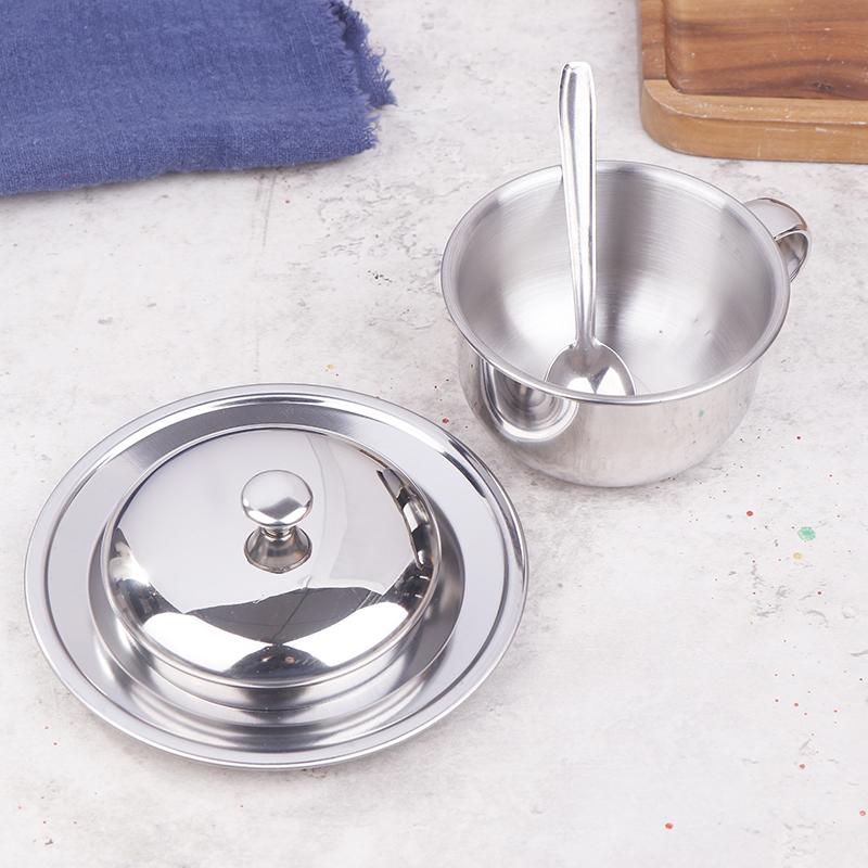 Stainless Steel Coffee Cup With Tray Spoon With/Without Lid Heat Resistant Mug Drink Tableware Kitchen Cafe Accessories