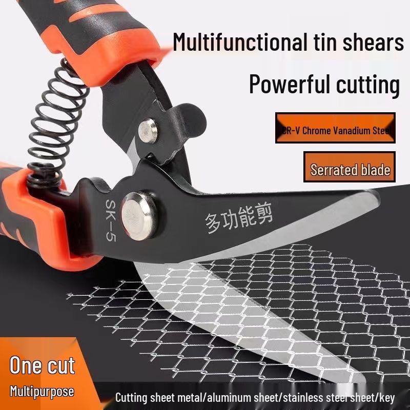Multi-Function Tin Snips - Stainless Steel Aviation Shears for Aluminum Panels and Steel Keels