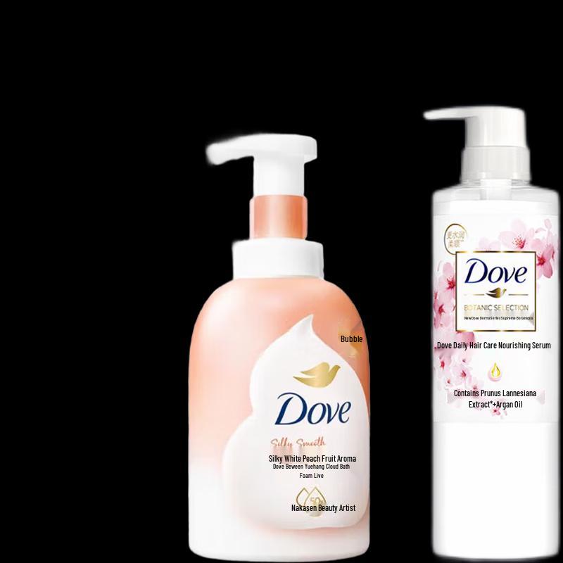 Dove White Peach Bath Foam & Conditioner Set