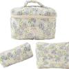 1 pièce Mignon Fleurs Coton Sac de Maquillage Femmes Fermeture Éclair Organisateur Cosmétique Tissu Sac à Main Forme Boîte Portable Étui de Toilette pour Filles