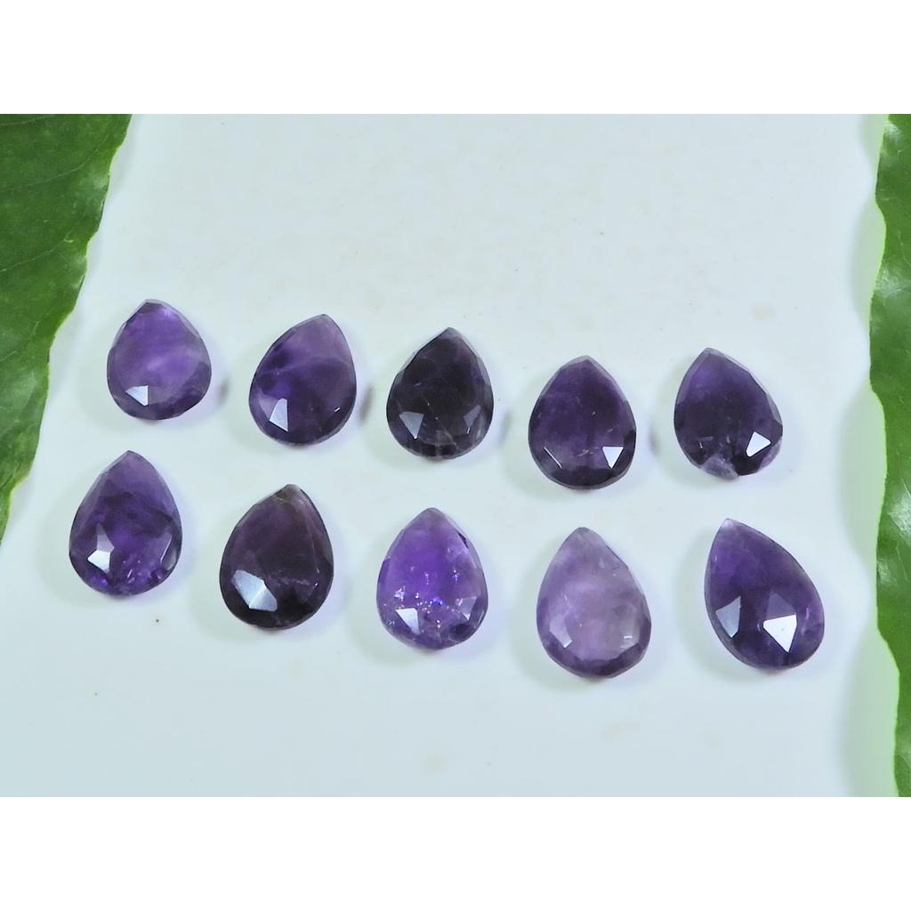 10X15-10X15MM Natural Amethst Rose Cut Pear Cabochon Loose Gemstone 10PcsLot A-178