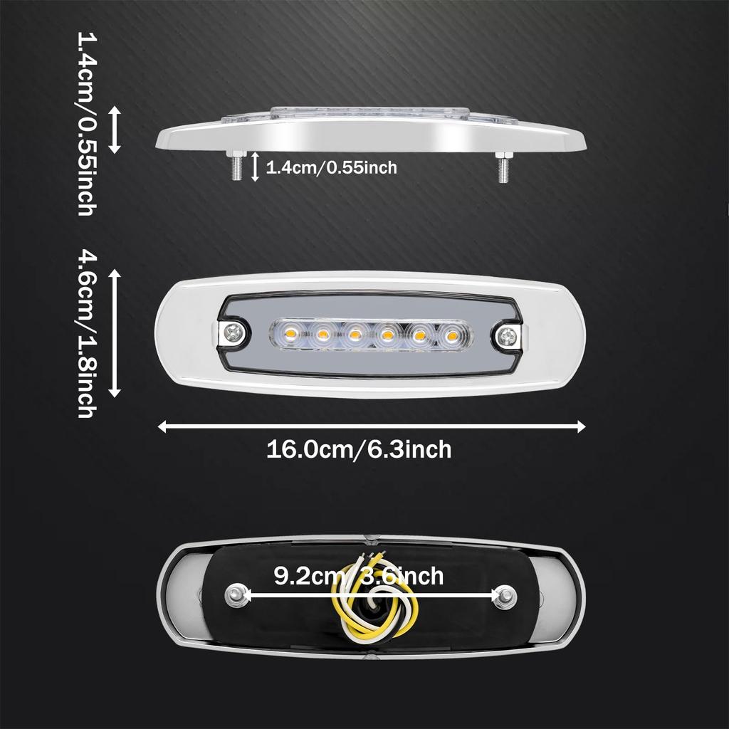 LED Side Constant White Sequential Marker High for Trailers and X-STYLE Markers, 12V/24V, + Yellow, Lamps, 18-LED, Brightness, Universal, Trucks,