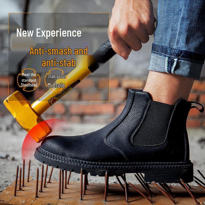Men's Steel Toe Slip-On Safety Shoes - Anti-Smash, Anti-Puncture, Wear-Resistant, Convenient, Fashionable, Quick Release