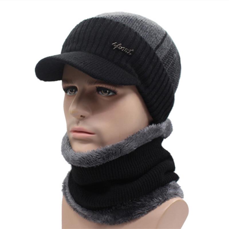Men Winter Hat Casual Winter Beanie Hat For Men Plush Lining Wool Hat High Quality Warm Knitted Hat