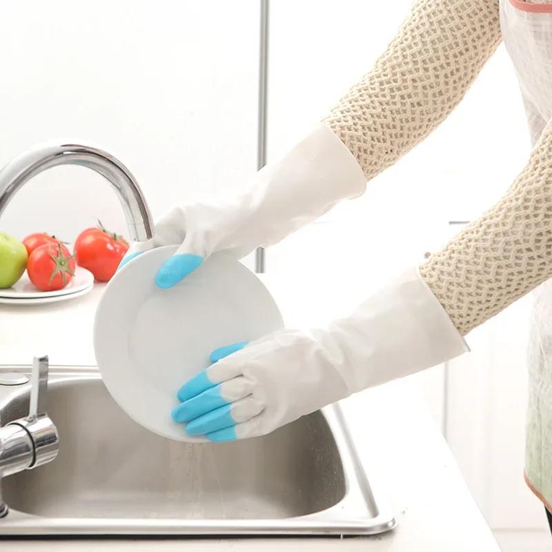 1pair Nitrile Washing Gloves Home Kitchen Bowl Durable Latex Washing Clothes Women'S Waterproof Household Rubber Gloves #1505