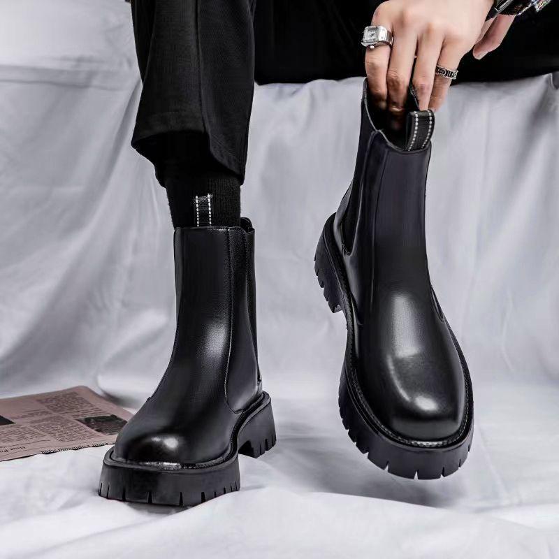 Men's High-Top Chelsea Boots: British Style Martin Leather Boots for Autumn/Winter