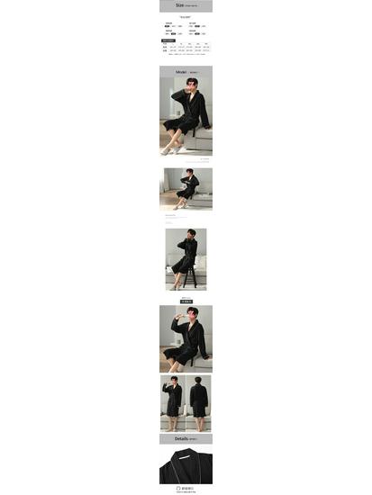 Men's Arctic Velvet Long-Sleeved Cotton Bathrobe - Spring & Autumn Style, Mid-Length, Plus Size, Youth Homewear