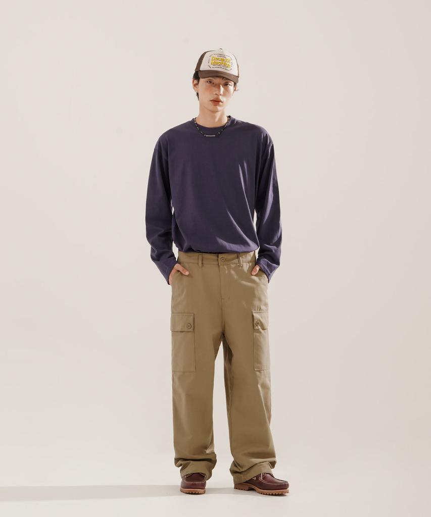 PERSTEP New Line Cargo Wide Work Pants Dusty Beige Jylp4694