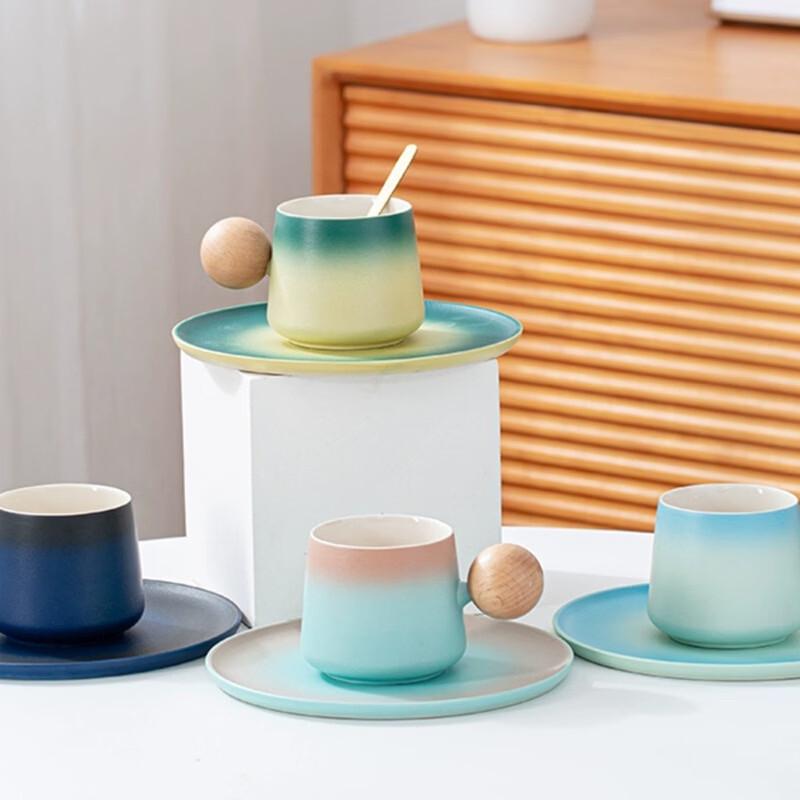 Gradient Sphere Bone China Coffee Cup with Saucer