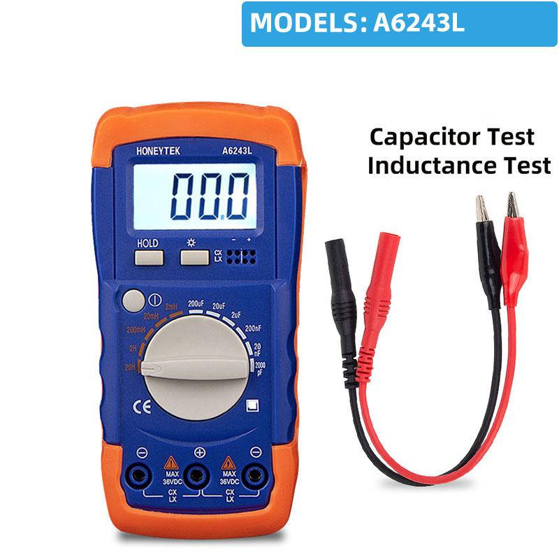 

HONEYTEK A6013L Handheld Digital Capacitance Meter Electronic Capacitor Meter Tester Capacitor Checker Diagnostic-Tool LCR Meter Model B A6243L