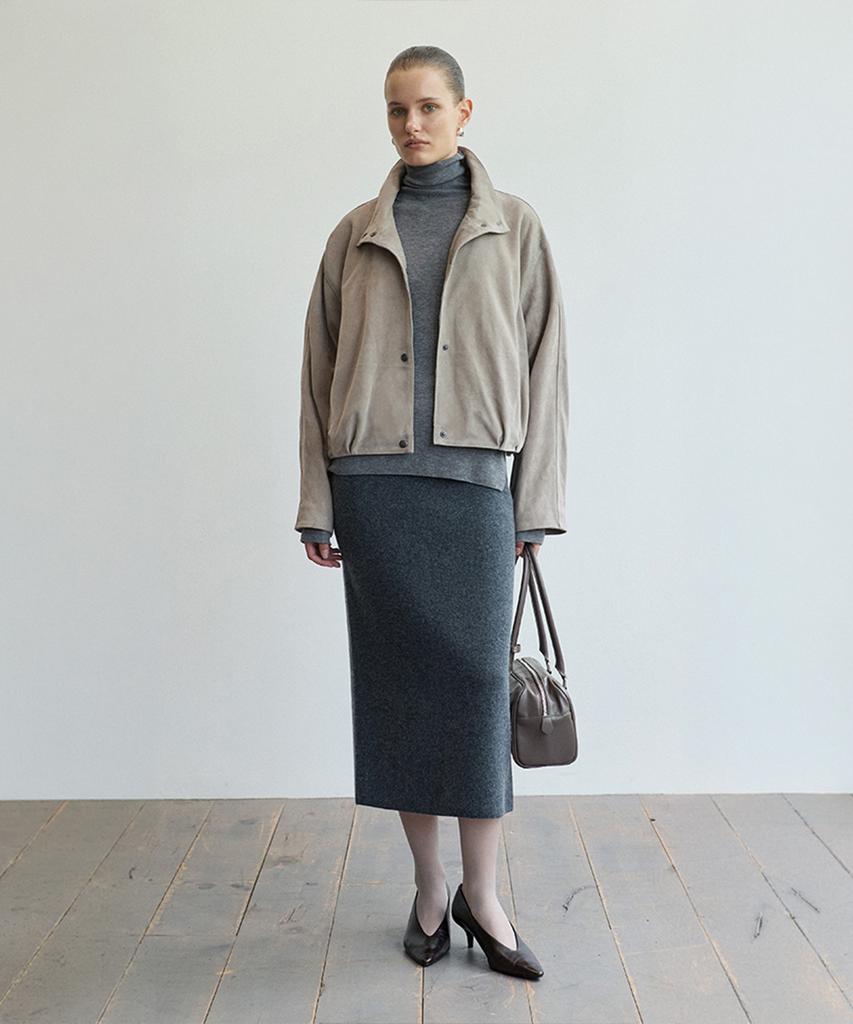 VERDEMAR Volume Suede Button Blouson_Grey
