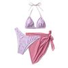 Europees en Amerikaans bloemenbikini driestuk sexy nek split badpak dames mesh rok blouse zeestrand vakantiebadpak