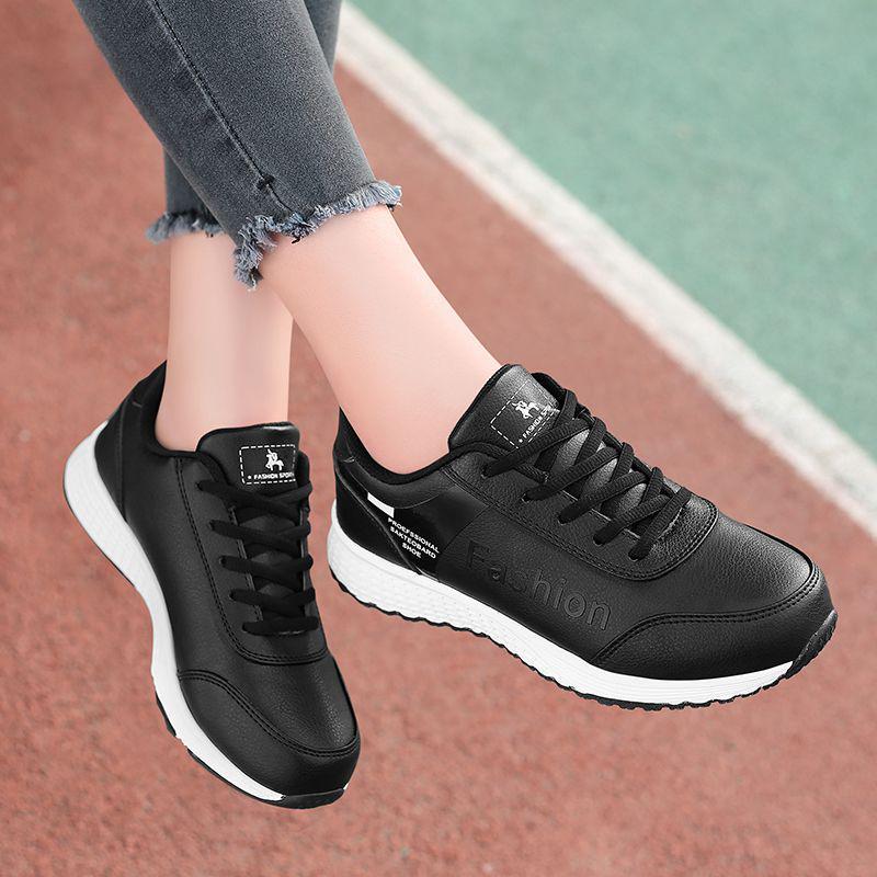 Dámské ploché neklouzavé kožené nepromokavé tenisky na jaro a léto, ideální pro volný čas, běh a cestování.