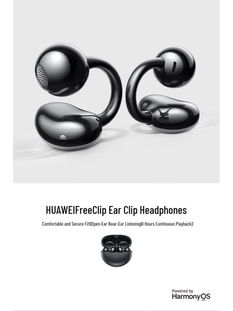 Huawei FreeClip: Wireless Open-Ear Bluetooth Headphones, Comfortable Fit & Long Battery Life.