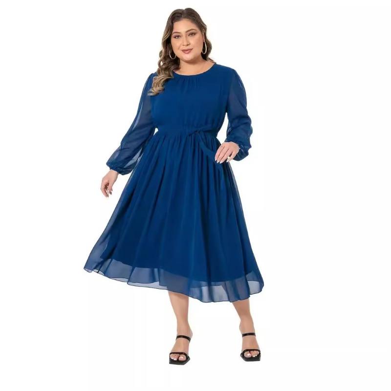 Damenkleid, einfarbig, elegant, tailliert, Übergröße