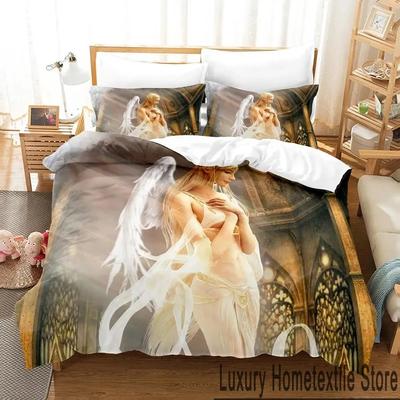 Juego de Cama Ángel de la Guarda Impresión 3D Niños Niñas Tamaño Twin Queen King Funda Nórdica Funda de Almohada Cama niños Adulto Textil para el Hogar