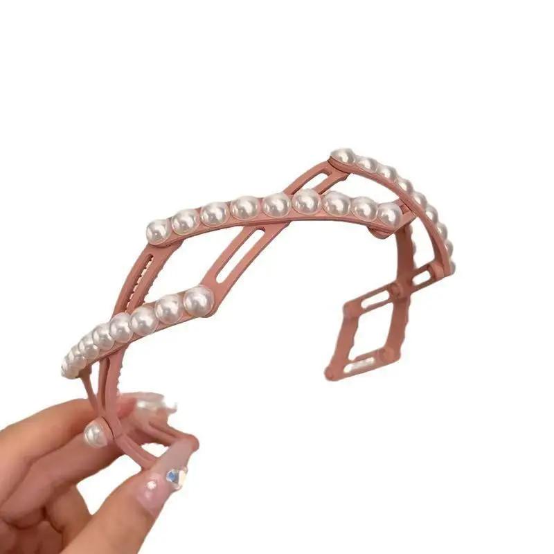 Bandeau de cheveux rétractable et pliable en perles pour femmes et filles, antidérapant, pour le lavage du visage, pour coiffure, tresses de cheveux cassés