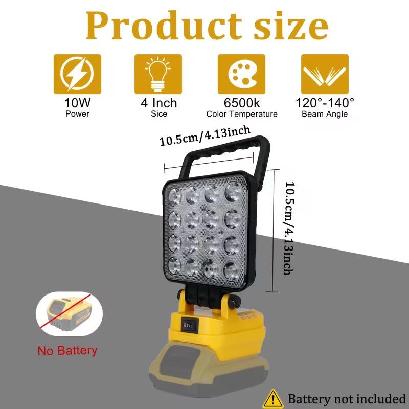 4-Inch Handheld LED Work Light - Red Base for Auto Repair, Camping, and Fishing