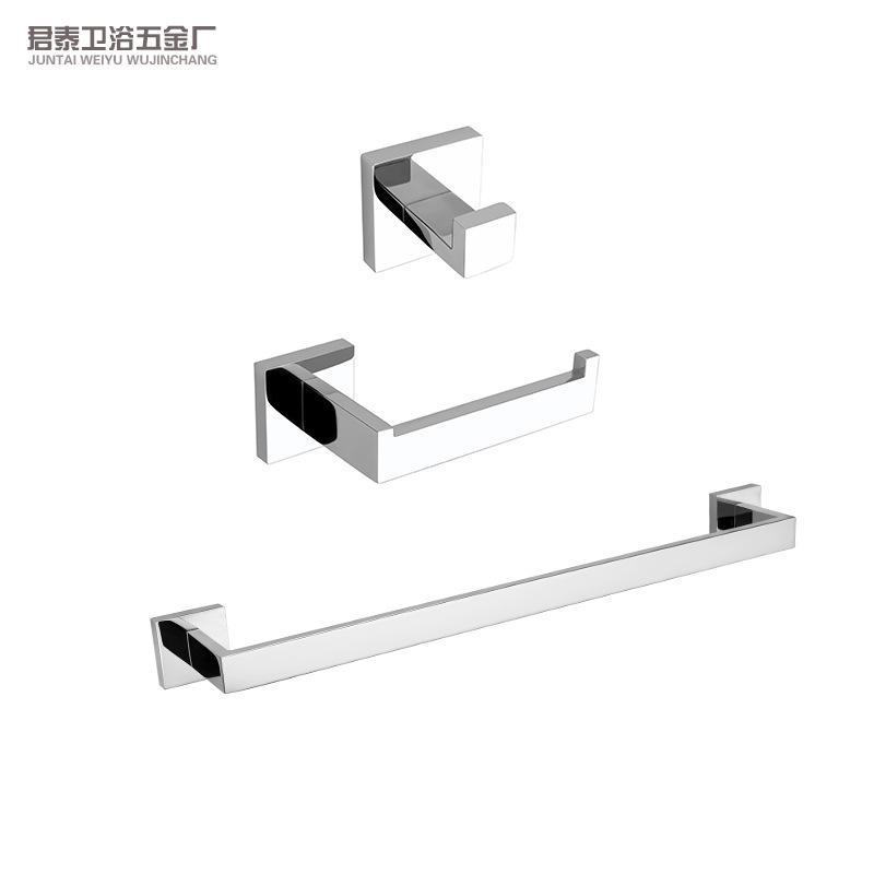 Factory Direct Sales 304 Stainless Steel Accessory Set Black Square Towel Rack Bathroom Accessories Stainless Steel Toilet Paper Holder