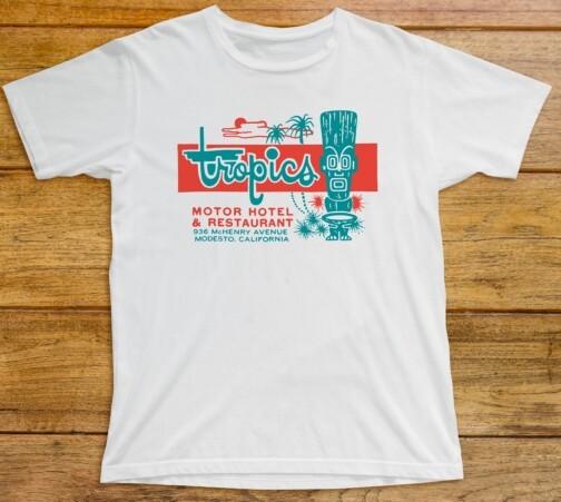 Tropics Motor Hotel T-shirt 791 Retro Restaurant Motel California Tiki Polynesia L